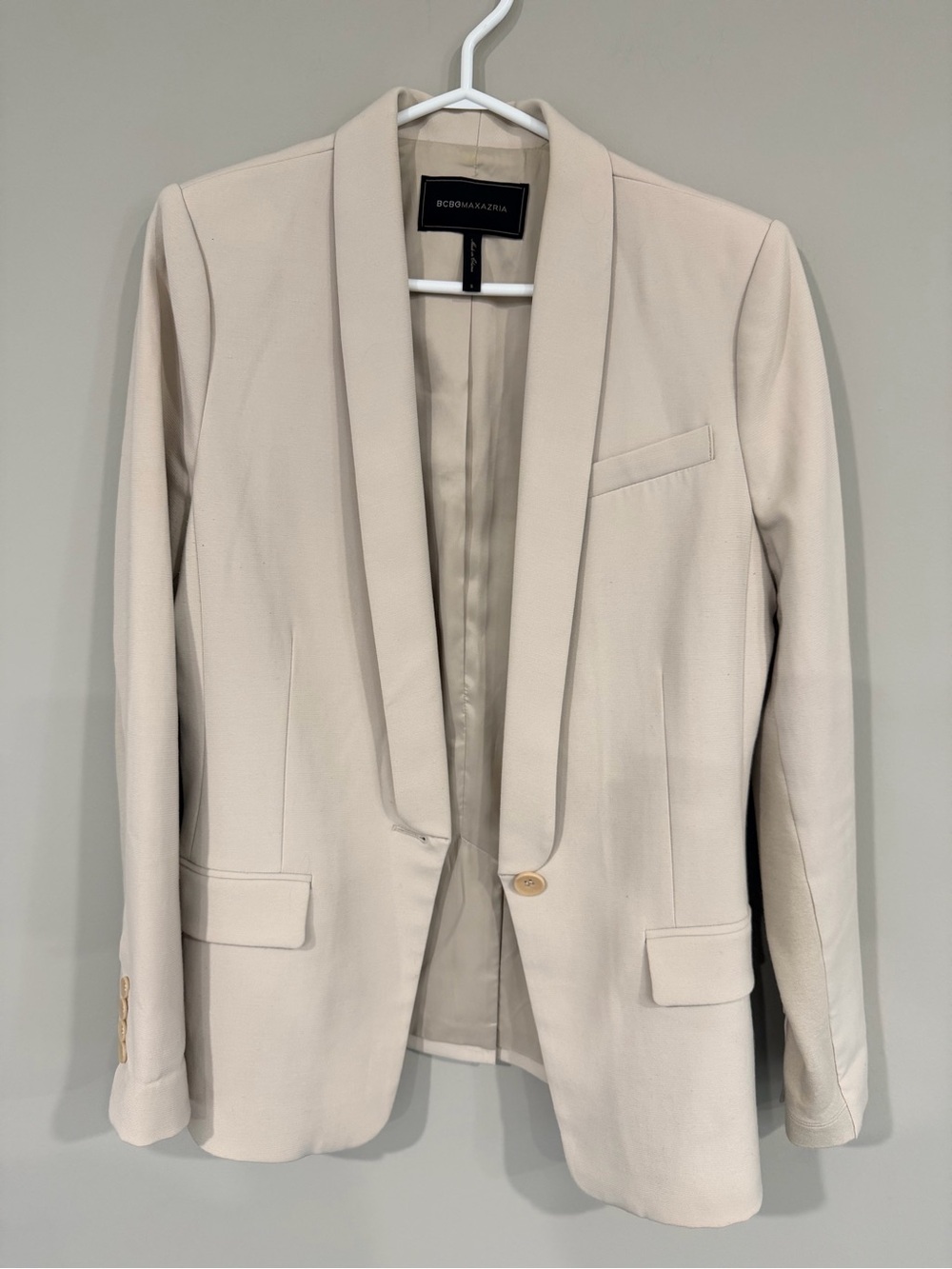 BCBGMaxAzria Cream Shawl Collar Blazer Size S (stretchy)